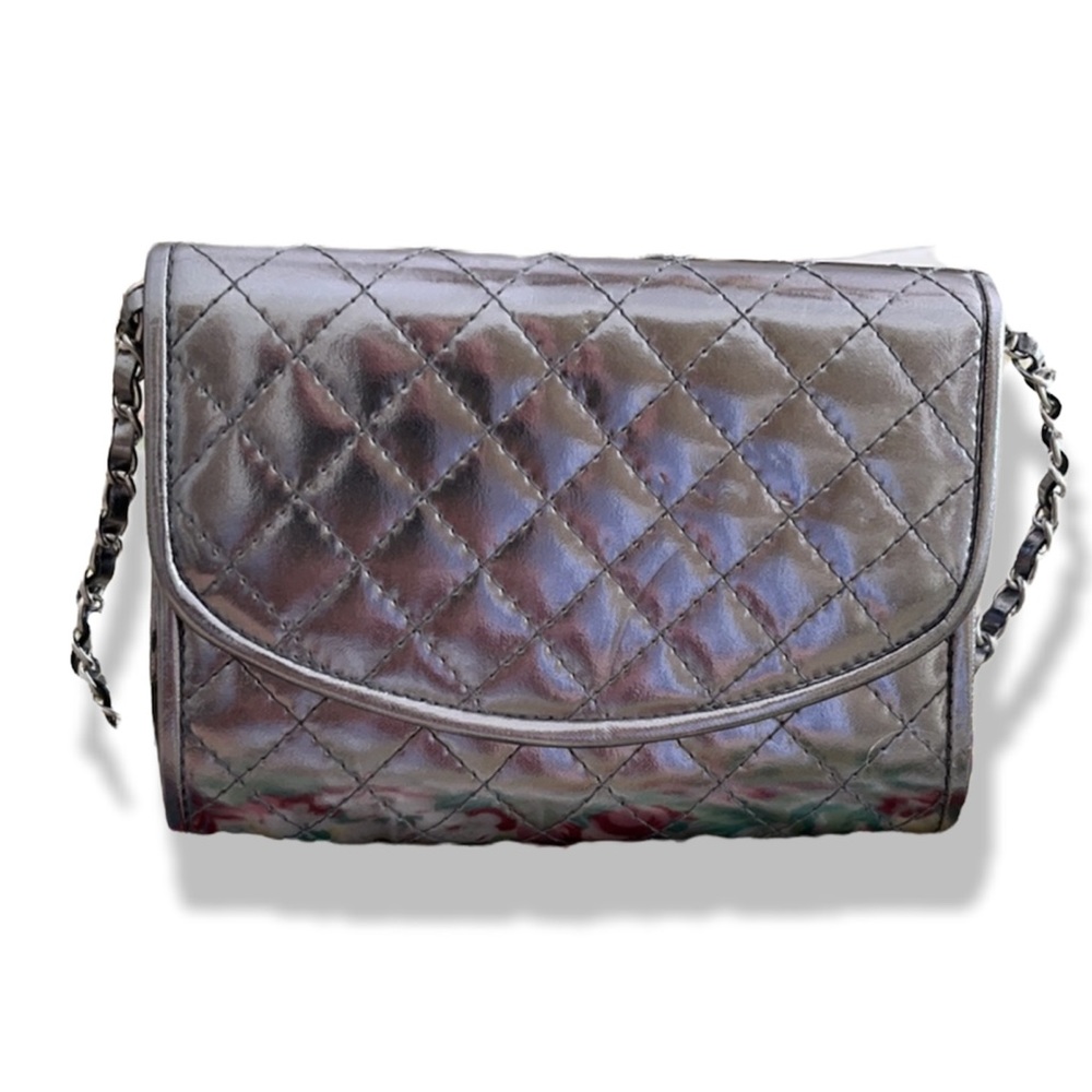 NWOT Vintage Y&S Gray Quilted Chain Shoulder Bag